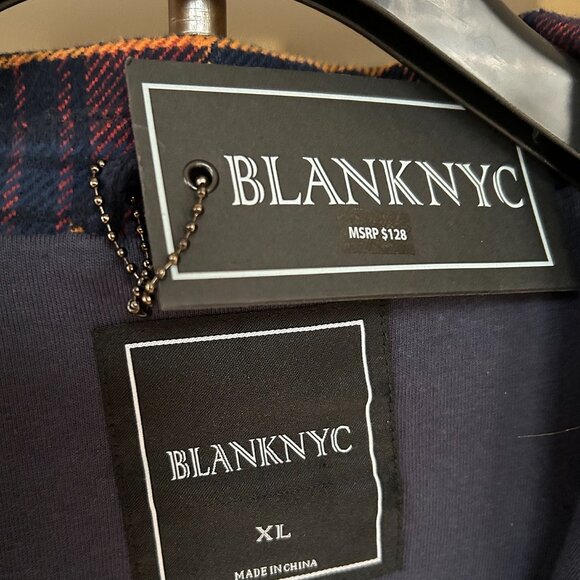 Men’s BLANK NYC Shacket Jacket Plaid, Navy/Red, Size XL – 100% Cotten Shell - Picture 2 of 4